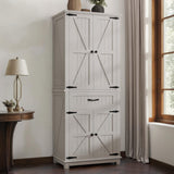 YITAHOME 72" Kitchen Pantry Cabinet, Tall Farmhouse Cupboard Storage Cabinet with Drawer, Doors and Adjustable Shelves for Living Room, Dining Room, White Oak YITAHOME