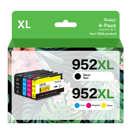 Rohon 952xl Latest Upgrade Compatible Ink Cartridges Combo Pack Replacement for HP 952 XL Use with Officejet Pro 7740 8210 8710 8720 8740 8715 7720 8725 8730 (4 Packs), Black, Cyan, Yellow, Magenta Rohon