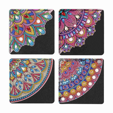 4 Pcs Diamond Art Bookmarks Kits Leather Corner DIY Diamond Art Bookmark for Book Lovers Reading Lovers Adults Women Triangle Making Diamond Bookmark Mandala Flower Crafts Supplies Birthday Gifts TKYPZY