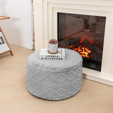 Beawelkomjo Pouf Ottoman Stuffed 20x20x12 Inches Floor Pouf Plush Fiber Ottoman Foot Rest Under Desk Foot Stool for Living Room Bedroom (Light Gray Pouf with Filler) Beawelkomjo