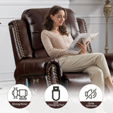 HAOMARKETS Classic Power Recliner Chair with Massage and Heat, Breathable Faux Leather Electric Recliner with USB Port, Overstuffed Reclining Sofa with Rivets for Living Room HAOMARKETS