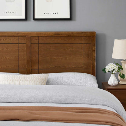 Modway Archie Walnut Wood Full Headboard with Window Pane Design - WoodArtSupply