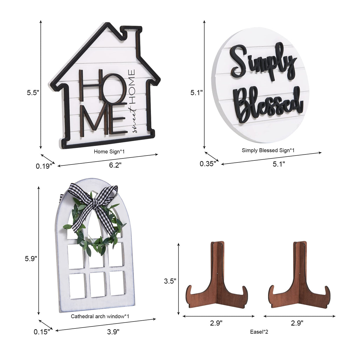 Houmury Set of 8 Farmhouse Tiered Tray Decor with 1 Artificial Succulent Plant & 1 Artificial Plant for Rustic Home Sweet Home Kitchen Decor Tier Tray Decor Set Houmury
