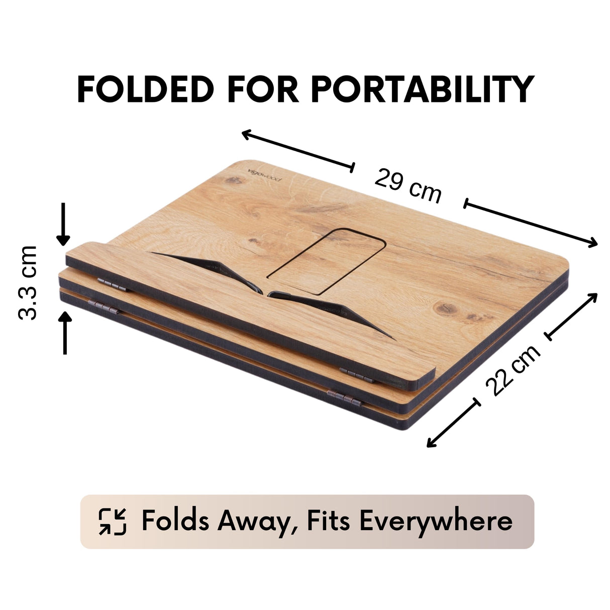 Vigo Wood Book Stand, Book Holder, Reading Stand, Cookbook Holder, Recipe Book Stand, Wooden Book Stands for Reading, Cookbook Stand for Kitchen, Book Holder for Reading in Bed (Oak) Vigo Wood