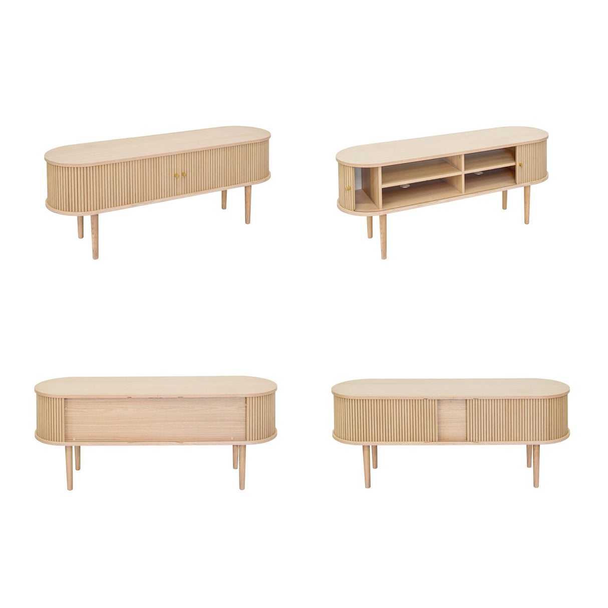 WERMO 55'' TV Stand with Storage and Shelves designed to fit 32’’ - 60'' TVs. Wood Entertainment Center for Living Room and Bedroom, Media Console and Modern TV Console Table (Oak) WERMO