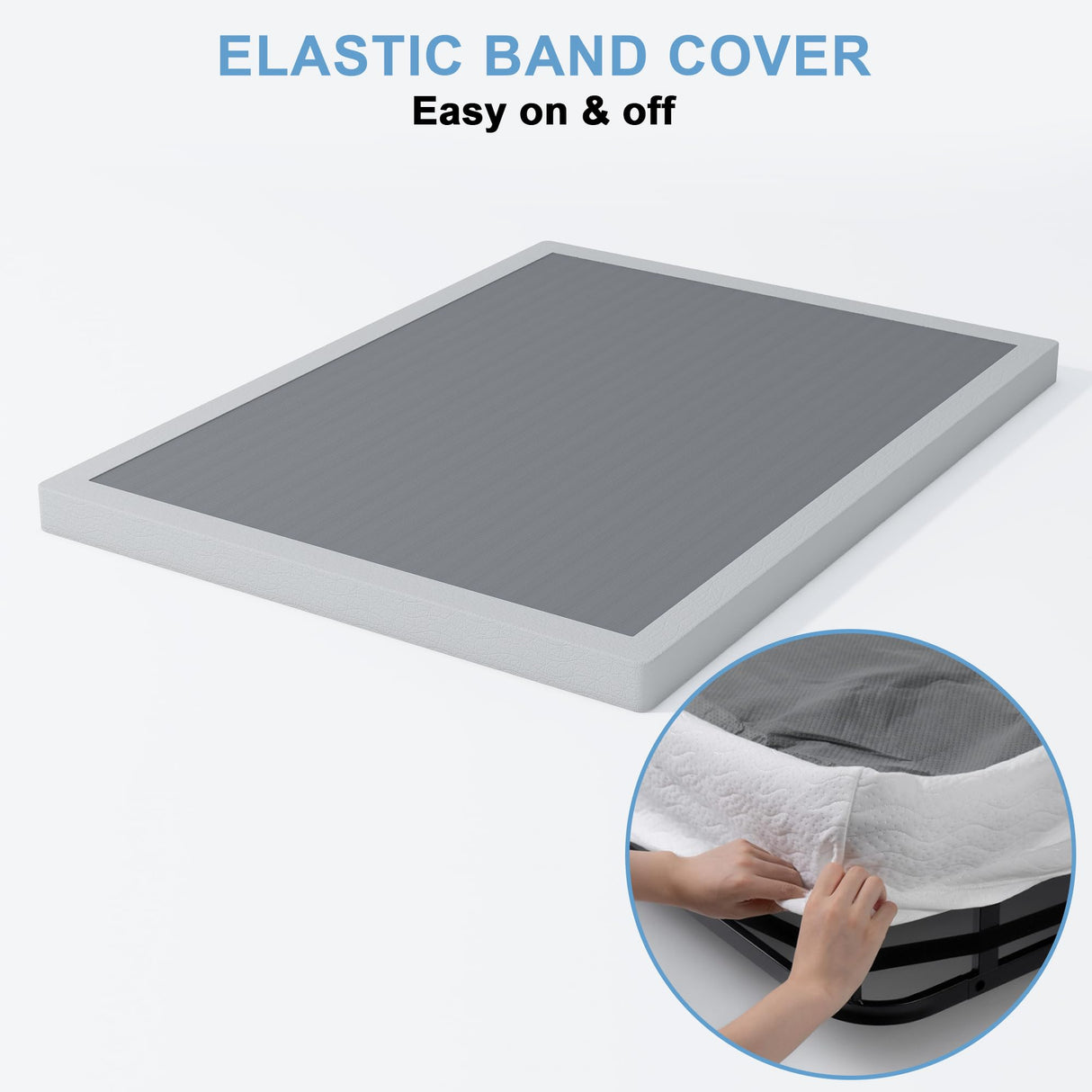 HOBINCHE Low Profile Box Spring King Size,3 Inch Box Spring for King Bed,Heavy Duty Mattress Foundation,Metal Bed Base/Noise Free/Non-Slip/Easy Assembly HOBINCHE