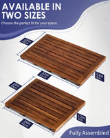 Upolana Teak Shower Mat, 24 x 18 inch Wood Bath Mat for Inside Shower, Wooden Shower Floor Mat Teak Wood Bath Mat for Bathroom Spa & Outdoor Use Upolana