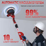 IMQUALI Drywall Sander with Vacuum Dust Collector(02/11/2025 Upgraded) 8-Amp Popcorn Ceiling Removal Tool with 7 Variable Speed 800-1800RPM, Extendable Handle, LED Light, 12pcs Sanding Discs, Red IMQUALI