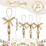 OurWarm 24Pcs Wooden Beads Christmas Tree Ornaments Wood Beads, Boho Christmas Decor Christmas Tree Beads with Gold Beads & Bowknot, Farmhouse Christmas Tree Decorations for Christmas Tree Decor OurWarm