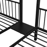 Harper & Bright Designs Metal Triple Bunk Bed with Drawers and Guardrails, Full Over Twin & Twin Bunk Bed for 3, Space-Noise Free, No Box Spring Needed - Black Harper & Bright Designs