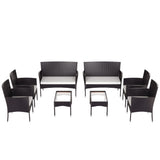 UNIROI Outdoor Patio 8 Pieces Rattan Furniture Set, Dark Brown UNIROI