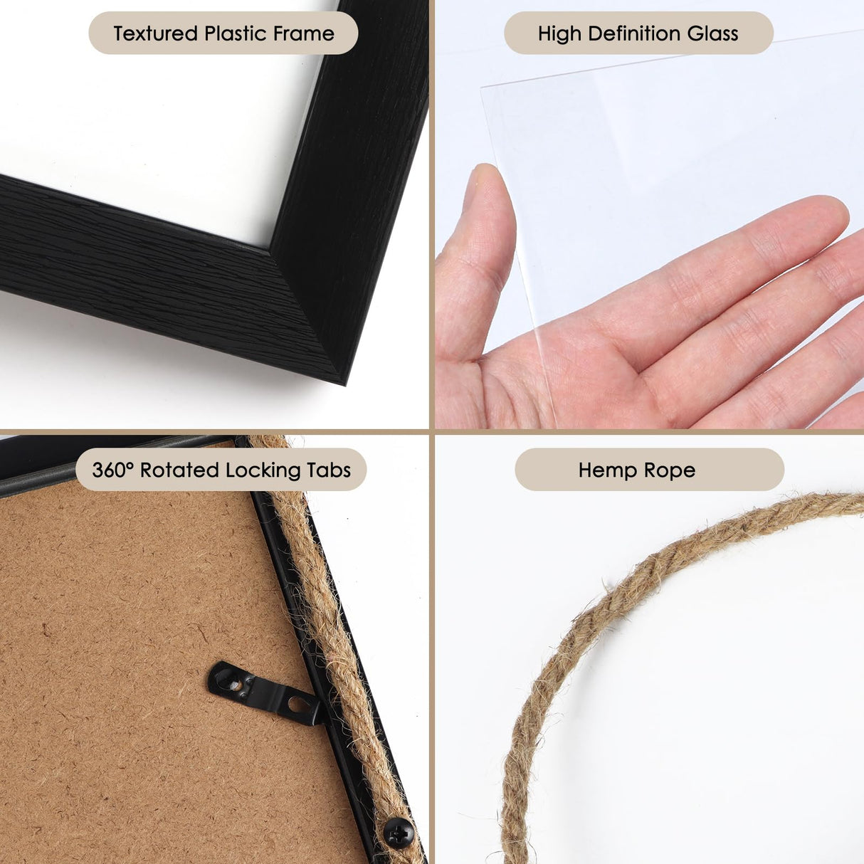 QUTREY 5x7 Collage Picture Frames Black, 3 Openings Vertical Hanging Photo Frame Set Display 5 by 7 inch Pictures for Wall Decor, 2 Pack QUTREY