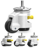 HOLKIE Leveling Stem Casters Set of 4 Heavy Duty Retractable Caster Wheels, 1/2" and M12 Stem Size, Total Capacity 3300 Lbs, Adjustable Wheel with Ratchet Handle for Workbench, Machine, Equipment HOLKIE