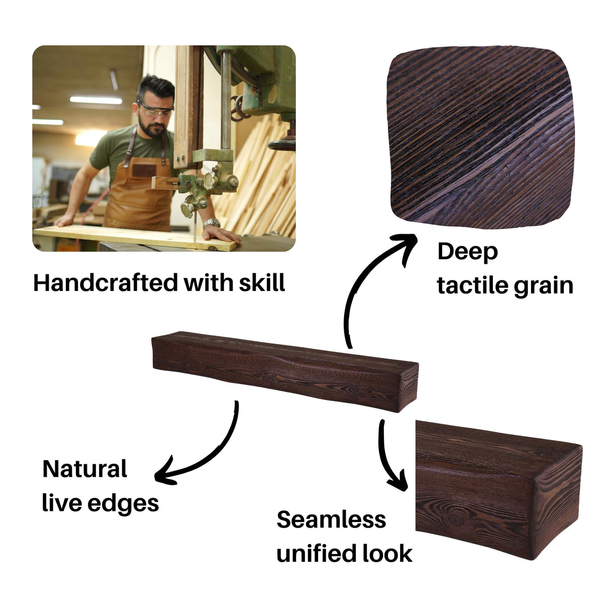 Adorwood Handmade Fireplace Mantel Shelf 48", Rustic Wood Mantles for Over Fireplace, Wall Mounted Floating Mantel Shelves for Living Room Decor (Dark Walnut, 48Lx6Hx8D) Adorwood