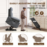 HAOMARKETS Power Lift Recliner Chair with Massage and Heat for Elderly, Electric Recliners with Remote Control,Soft Fabric Upholstered Reclining SingeSofa with Side Pocket for Living Room, Grey HAOMARKETS