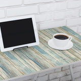 practicalWs 17.71''×396.8''Blue Distressed Wood Wallpaper Self-Adhesive Peel and Stick Wall Paper Vintage Wood Panel Interior Film Surfaces Easy to Clean practicalWs