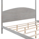 Harper & Bright Designs Grey Wash King Size Canopy Bed Frame with Headboard and Slat Support Harper & Bright Designs