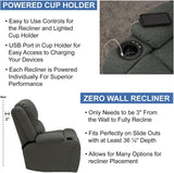 RecPro Charles Powered Double Recliner Sofa & Loveseat | Wall Hugger RV Furniture | Cloth (Fossil, 64") RecPro
