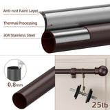 SMODBRODRE Curtain Rods for Window 32 to 62, Brown 5/8 inch Splicing Single Window Curtain Rod Set with Brackets SMODBRODRE