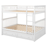 Harper & Bright Designs Full Over Full Wood Bunk Bed with Two Storage Drawers and Ladder, Convertible Storage Bunk Bed Can Be Divided Into Two Full Size Daybeds (White) Harper & Bright Designs