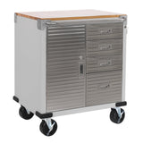 Seville Classics UltraHD Heavy Duty Rolling Cabinet Workbench Table w/Solid Wood Top Workstation for Garage, Office, Workshop, 1-Door, 4-Drawer (28" W x 25" D), Granite Seville Classics