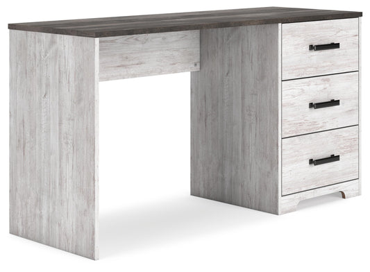 Signature Design by Ashley Shawburn 3-Drawer Home Office Desk, 54" W x 19" D x 29" H, White & Gray - WoodArtSupply