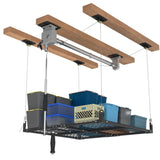 UODENGA Overhead Garage Storage Rack,4x4FT Ceiling Storage Racks Lift,Adjustable Organization System,Workshops or Basements(Black) UODENGA
