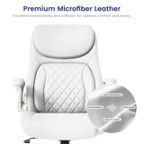 Nouhaus Ergonomic Office Chair Premium Microfiber Leather Adjustable Lumbar Support & Armrests, High Back Comfy Desk Gaming Chairs Executive Computer Swivel Chair Tilt Function(Posture,White) Nouhaus