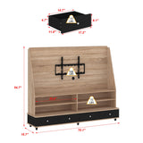 Homsee 70" W Mobile Wall Unit Entertainment Center with Height Adjustable TV Mount Stand for TVs up to 65", Rolling TV Stand Media Console Table with Storage Shelves & Drawers for Living Room, Oak Homsee