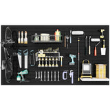 Noliven Slatwall Panel Wall Storage Systems, 4x8 ft Slat Wall Paneling Garage Wall Organizer with Six Hooks, Heavy Duty Wall Mounted PVC Wall Rack, Black Noliven