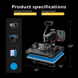 VIVOHOME Updated 5 in 1 Combo Multifunctional Swing Away Clamshell Printing Sublimation Heat Press with VIVOHOME Airbrushing Combo Set with 1/5 HP Portable Compressor Kit and Spray Paint Booth VIVOHOME