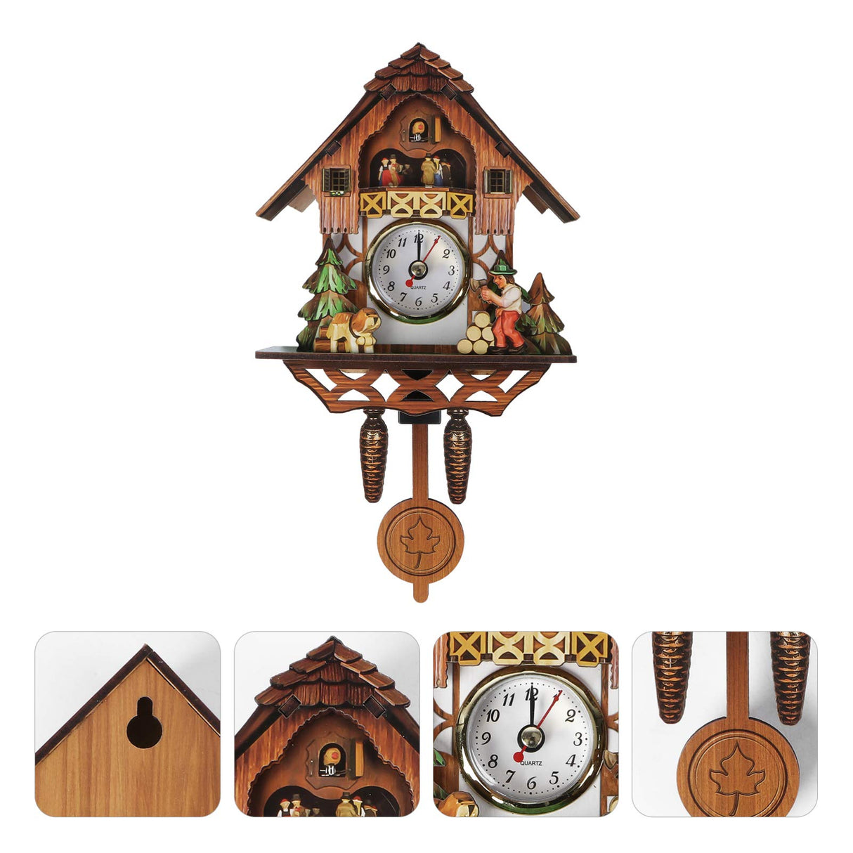 Vosarea Wooden Wall Clock,Small Clock Decor,Cuckoo Shaped Clock Antique Pendulum for Home Kids Room Bedroom Decor VOSAREA