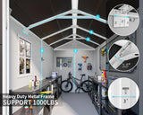 CDCASA 8x6 FT Resin Storage Shed, Waterproof Large Outdoor Shed with Floor & Lockable Door & Window & Vents, Plastic Tool Shed for Backyard, Patio, Poolside, Lawn, Dove Grey CDCASA