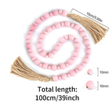 Valentine's Day Wood Bead Garland with Tassels, Farmhouse Rustic Decor Prayer Beads Boho Tassel Garland Decorative Beads for Home Decor (Pink) Yagoo