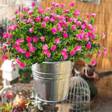 Grunyia 10 Bundles Artificial Fake Flowers, Faux Outdoor Plastic Plants UV Resistant Shrubs Outside Indoor Decorations (Pink-Eucalyptus) Grunyia