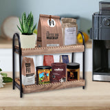 BDBDYEAY Bathroom Countertop Organizer, 2 Tier Vanity Organizer and Storage for Cosmetic Skincare Perfume, Wood Bead Storage Shelf for Bathroom Kitchen Coffee Station BDBDYEAY