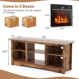 Tangkula TV Stand with 18” Electric Fireplace, for Flat Screen TVs Up to 65” with Adjustable Shelves, Fireplace TV Cabinet with Remote Control, Thermostat & Adjustable Flame Brightness (Rustic Brown) Tangkula