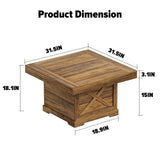 Lareth Coffee Table 31.5 in Rustic Center Table with X Design Wooden Pedestal for Living Room, Small Square Home Office Tea Accent Table for Dining Room Apartment, Walnut Lareth