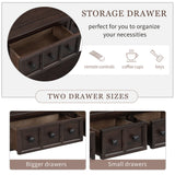 Merax (Espresso Wood Farmhouse Entry Way Hallway Table with Drawers and Bottom Shelf Narrow Long Sideboard for Living Room, Type 6 Merax