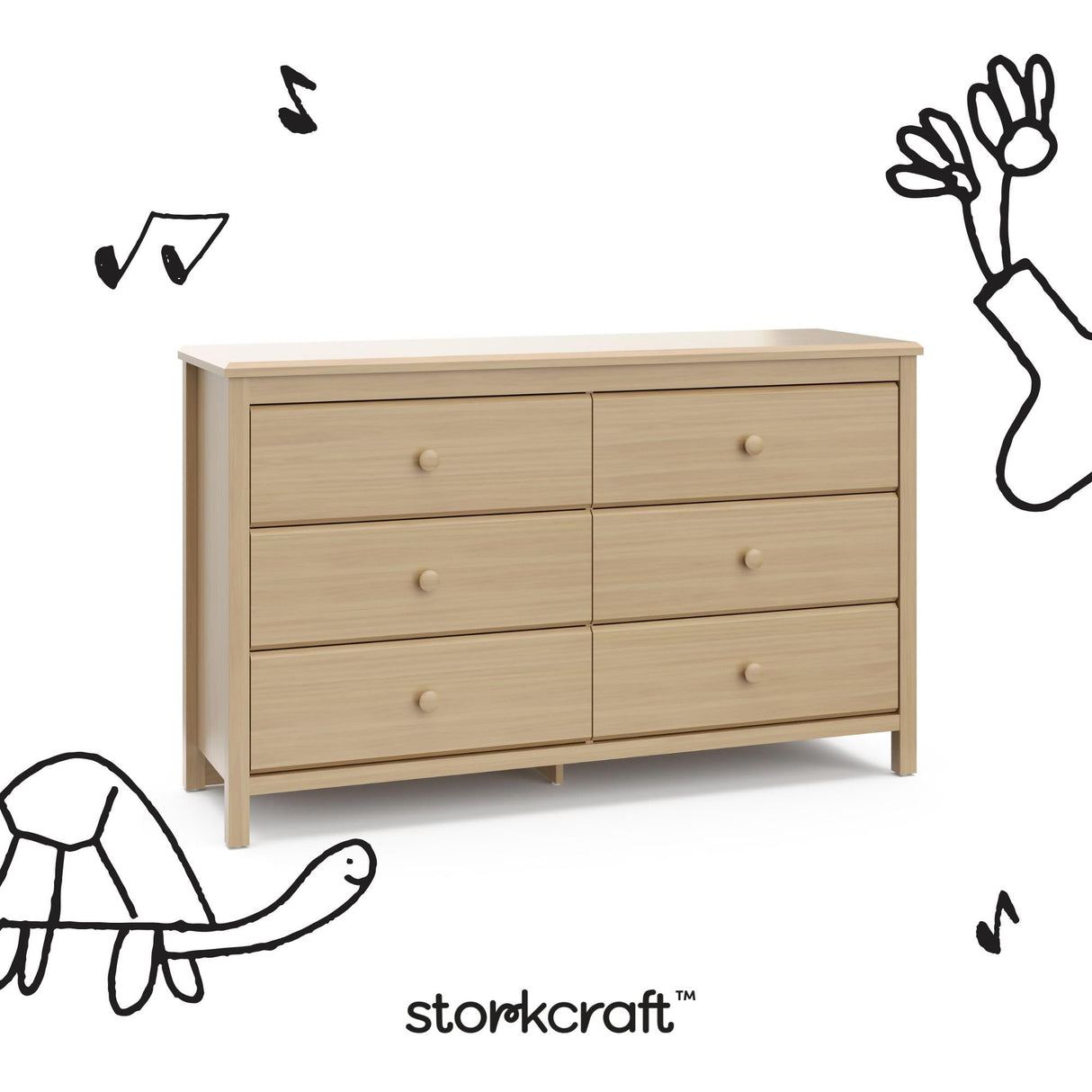 Storkcraft Alpine 6-Drawer Dresser (Driftwood) – GREENGUARD Gold Certified, Brown Dresser for Bedroom, Kids & Nursery Storage Drawers, Safety Interlocking Drawers, Pre-Installed Tracks, Kids Bedroom Storkcraft