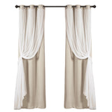 Lush Decor Sheer Grommet Curtains With Insulated Blackout Lining, Window Curtain Panels, Pair, 38"W x 84"L, Wheat - Curtain With Sheer Overlay, Elegant Blackout Curtains for Bedroom Lush Decor
