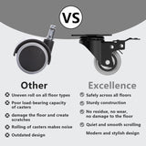 2 Inch Wheel Casters,Set of 4 Heavy-Duty Industrial Caster Wheels with Brake PU No Noise Wheels with Double Locking and Double Ball Bearing Swivel Locking Casters for Furniture, Plate Castors Grey JIN FU TOU