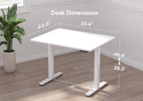 Claiks Glass Standing Desk, Small Electric Standing Desk Adjustable Height, 40 Inch Adjustable Stand Up Desk, Quick Install Home Office Computer Desk, Supter White Claiks