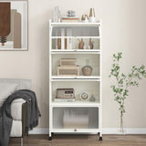 Giantex 5-Tier Kitchen Storage Cabinet, Mobile Microwave Stand with Flip-up PC Doors, Freestanding Kitchen Bakers Rack with 4 Rolling Casters, for Dining Room, Living Room and Study (White) Giantex