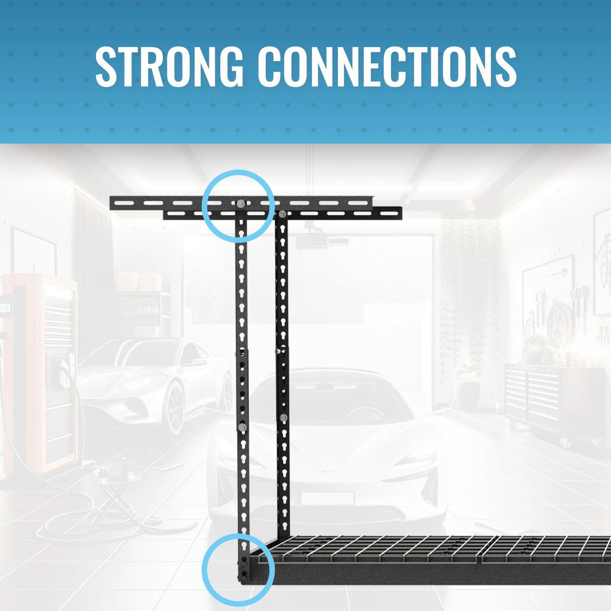 MonsterRax Overhead Garage Storage Rack 2x8, Ceiling Mounted Shelving, Adjustable Hanging Organizer, Heavy Duty Steel, 350 Pound Capacity, Color: Hammertone, Adjusts 24-45" from Ceiling MonsterRAX Storage Solutions