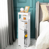 VOGGV Bathroom Storage Cabinet, Bathroom Floor Cabinet Freestanding 1 Doors and Shelves for Home Kitchen, Living Room and Hallway, 29.5 * 8.66 * 7.87in, White VOGGV