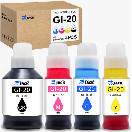 Printers Jack Compatible Canon GI-20 GI20 Refill Ink Bottles Kit for Canon PIXMA G5020 G6020 G7020 MegaTank Printers Printers Jack