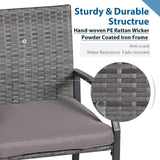 JOIVI 3 Piece Patio Bar Set, Outdoor Wicker Counter Height Bar Stools and Wood Top Table Set for 2 People, Bar Height Table Bistro Set with 2 Bar Chairs and Cushions for Backyard, Balcony JOIVI