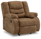 Signature Design by Ashley Partymate Contemporary Faux Leather Manual Rocker Recliner, Dark Brown Signature Design by Ashley