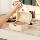Aodaer Unfinished Wood Treasure Chest Decorative Pine Wood Box with Hinged Lid and Locking Clasp Plain Decorate Wooden Boxes for Art Hobbies DIY Jewelry Gift Storage Aodaer